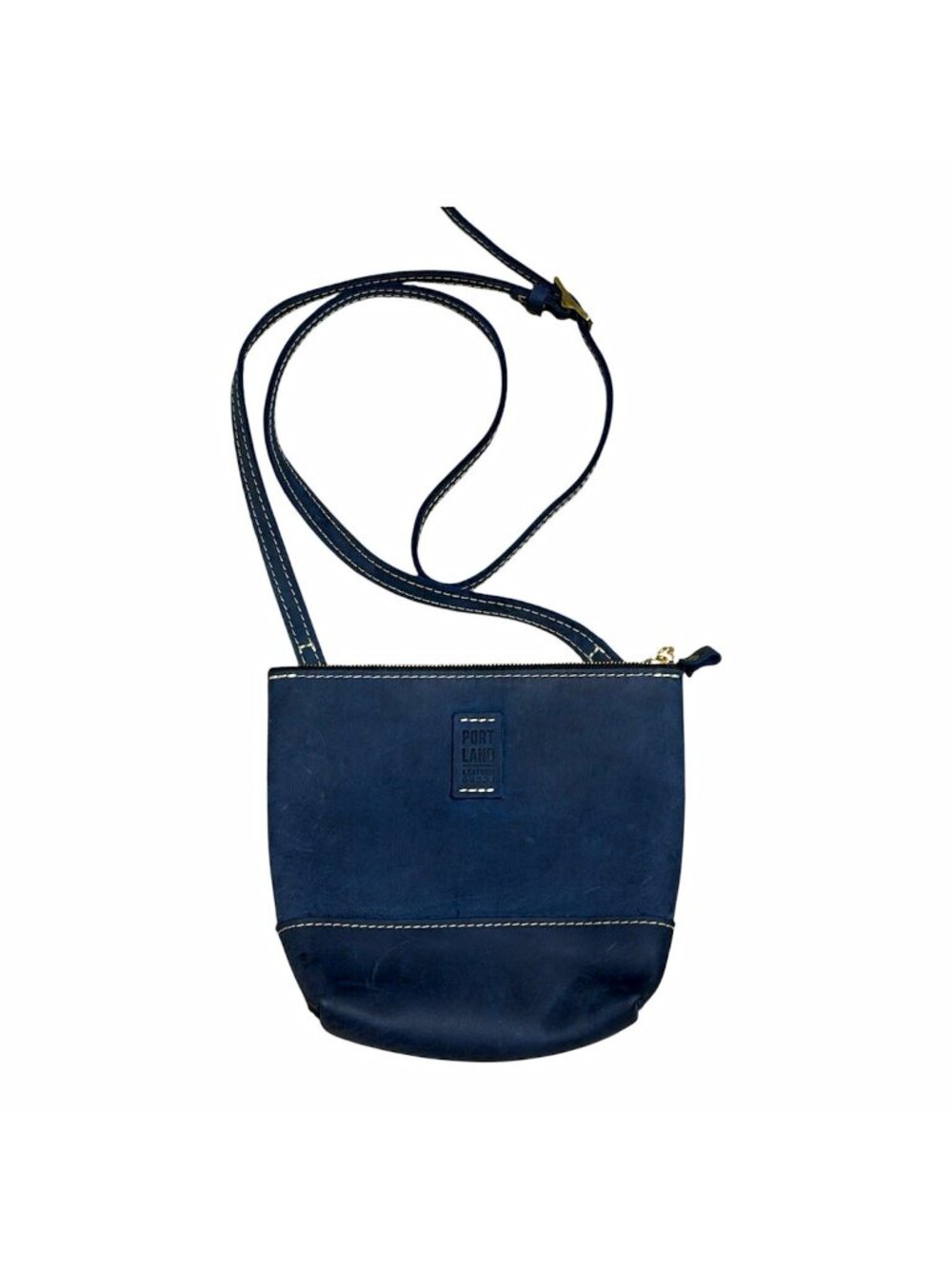 Portland Leather Goods Deep Water Blue Festival Crossbody Bag Purse